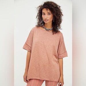 Free People Terracotta Short Sleeve Top